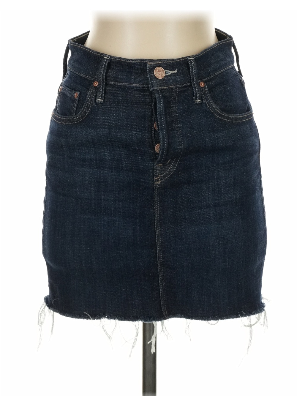 MOTHER Dark Blue Denim Mini Skirt - Women's Casual Jean Skirt